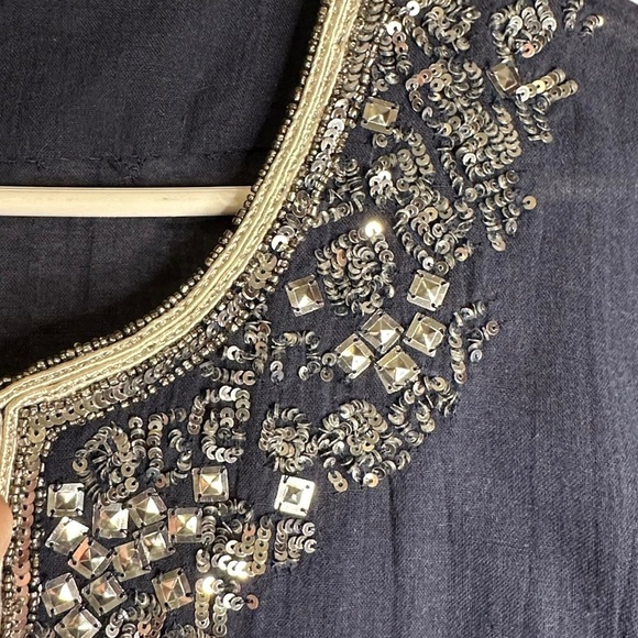 Calypso St. Barth Sequined Beaded Tunic Top Gauzy 100% Cotton India Small - Picture 8 of 14